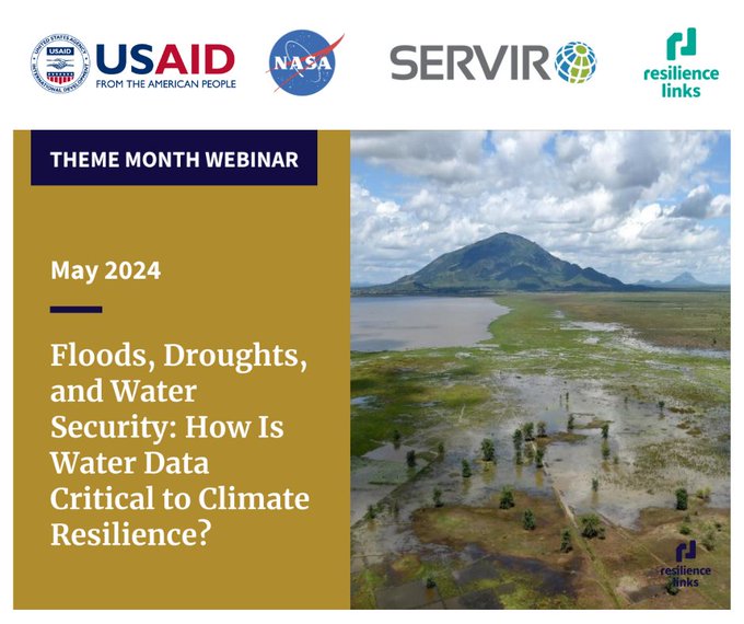 Join a #SERVIRSoutheastAsia expert on May 22 for a
<a href="/ResilienceLinks/">ResilienceLinks</a> webinar on "Floods, Droughts, and Water Security: How Is Water Data Critical to Climate Resilience?"
Register today: tinyurl.com/4tnw4ffx
#ClimateAction 
#FoodSecurity