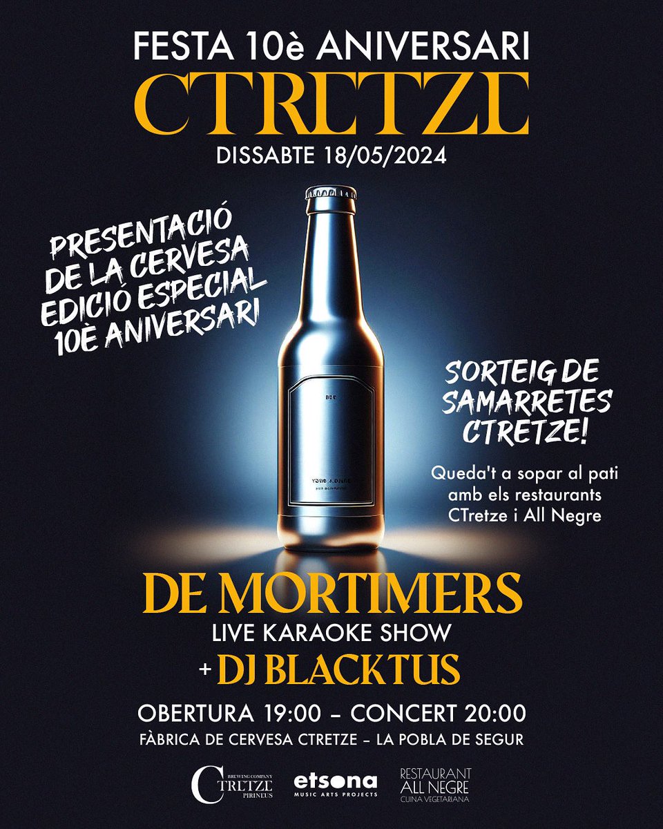 FESTA 10è ANIVERSARI DE LA CTRETZE!! I com no portarem una d’aquelles bandes que marcaran un abans i un després! Per primera vegada al Pallars <a href="/demortimers/">De Mortimers</a> que amb el seu Live Karaoke Show ens faran cantar i ballar com mai. #ctretze #aniversari #pallars #pallarsjussa