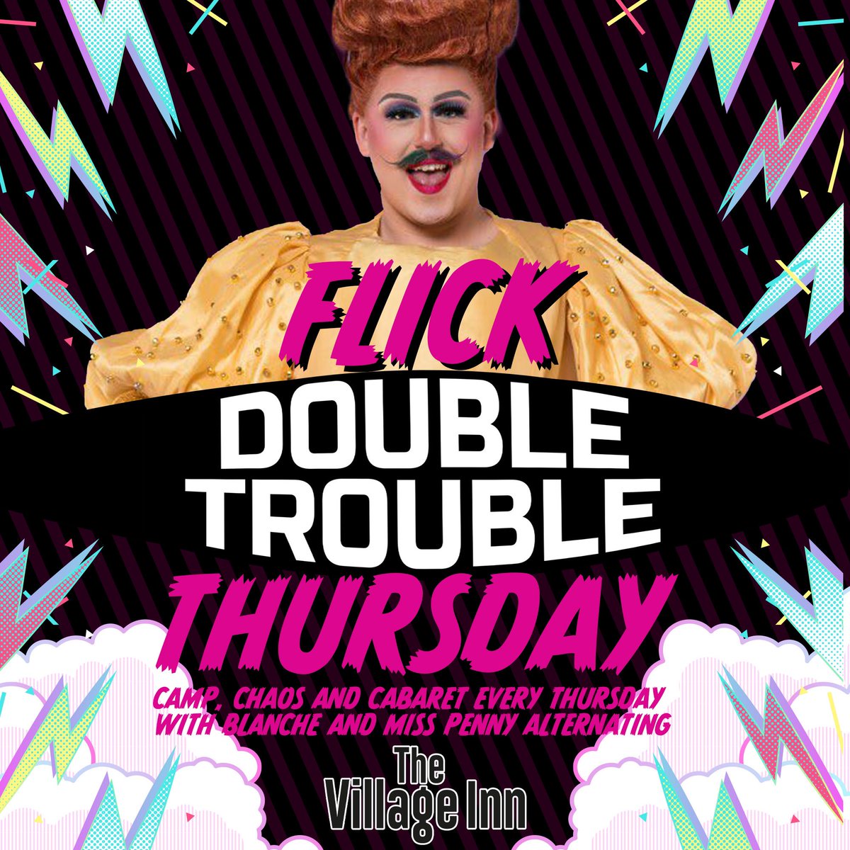 FLICK INTO THURSDAY! 👠 💄 We’re back with more ‘Double Trouble’ cabaret TOMORROW night at the @VillageBrum to get your weekend started early! Join us from 7pm with BUY ONE GET ONE FREE on ALL DRINKS until 9.30pm, with the fabulous @Flickthedrag on stage LIVE at 12 midnight!