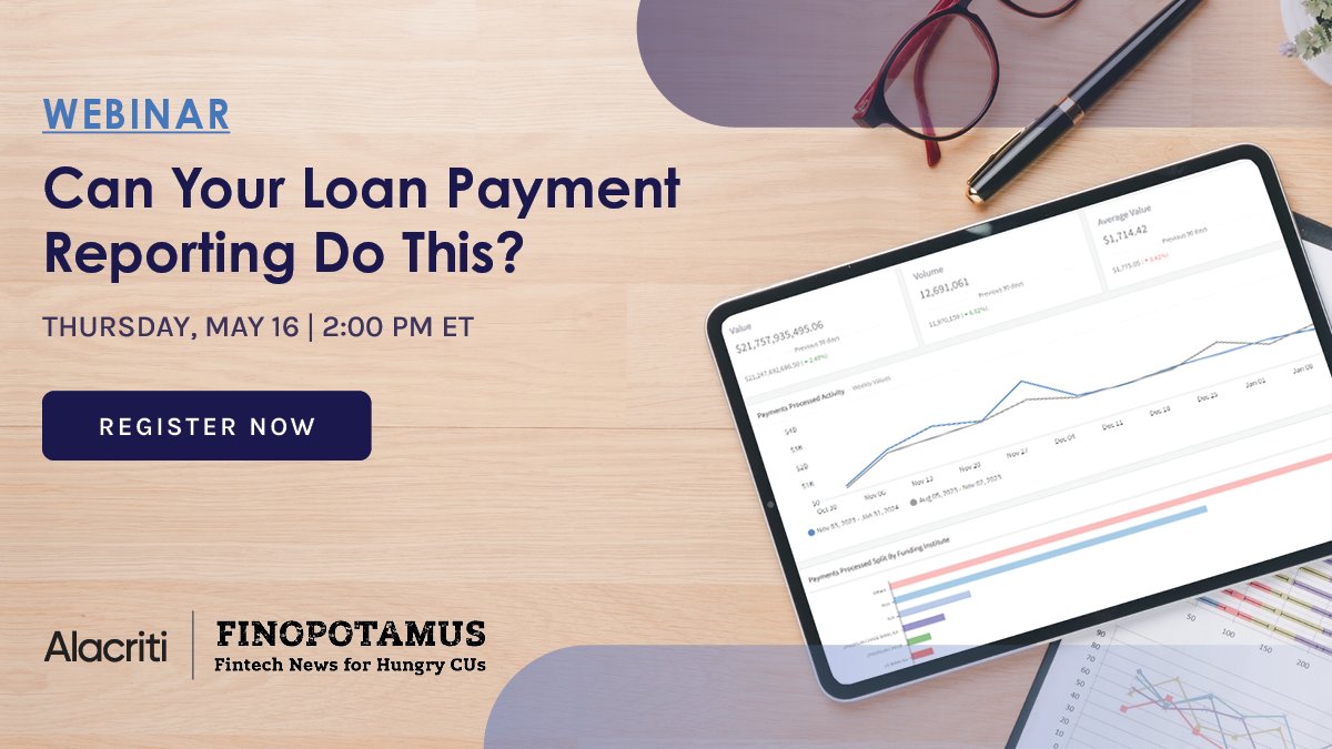 Tomorrow, learn from our SVP of Product Management, Stuart Bain, how to leverage the power of #loanpayment solution reporting. Register now for this Finopotamus-hosted #webinar: hubs.ly/Q02wPrHr0 #creditunions