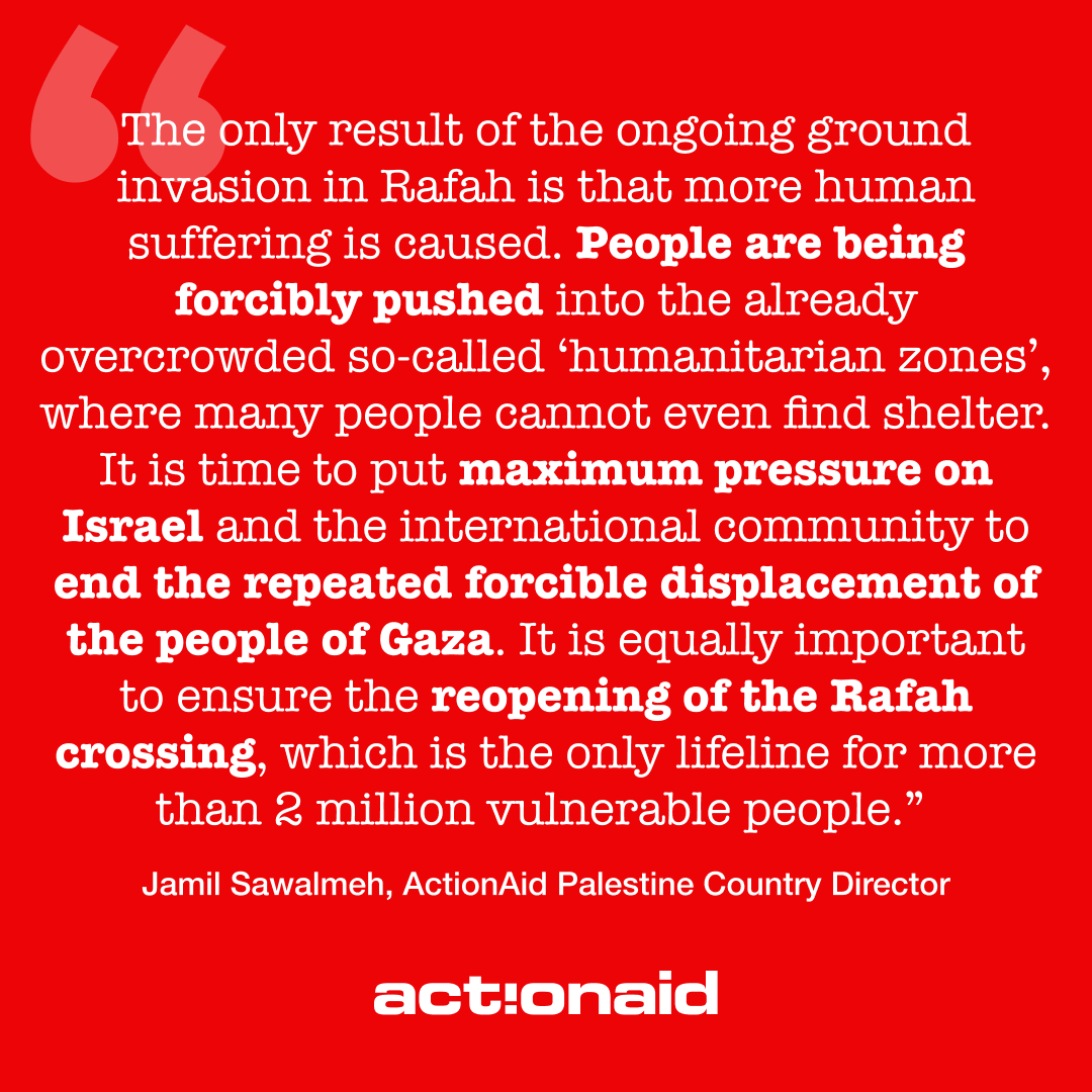 'It is time to put maximum pressure on Israel and the international community to end the repeated forcible displacement of the people of Gaza'' - Jamil Sawalmeh, @AAPalestine Country Director. ActionAid signed a statement with 20 other NGOs actionaid.org.uk/latest-news/wo… Pls share.