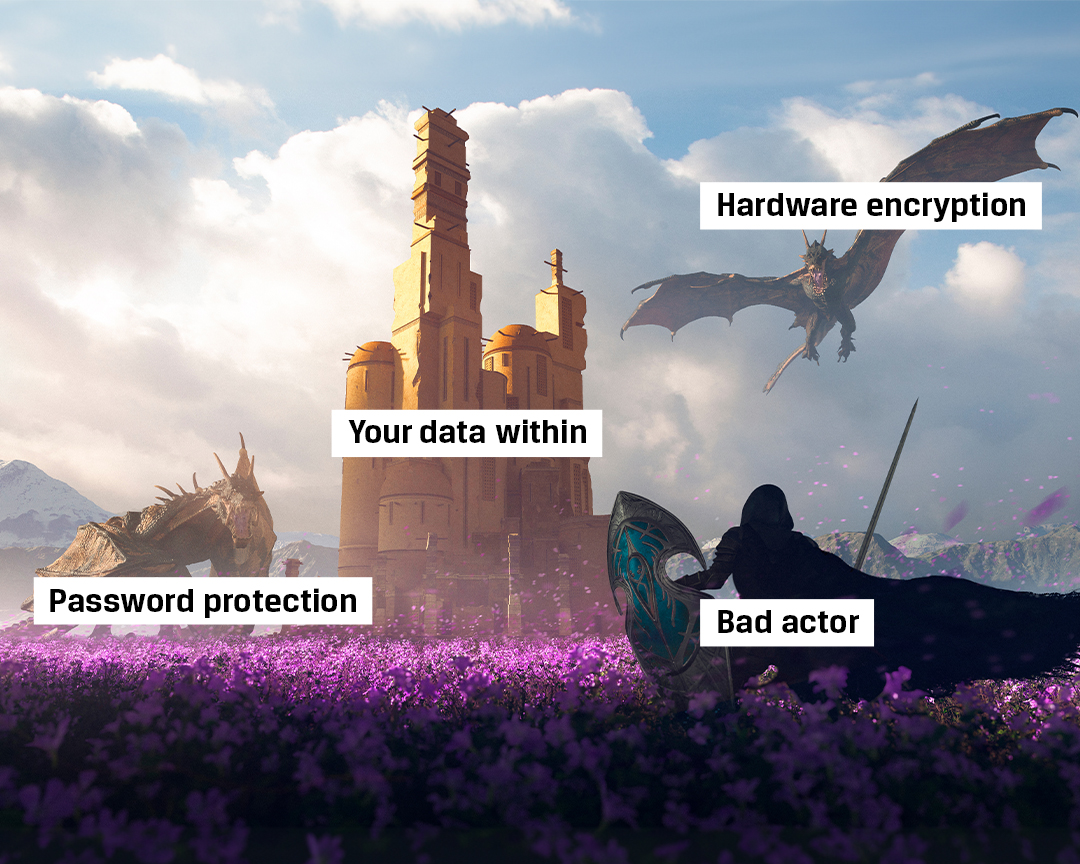 Storing your data on a #KingstonIronKey device is like deploying a dragon, raising the drawbridge, AND putting sharks in the moat. 🛡️ Let them try to breach these castle walls.