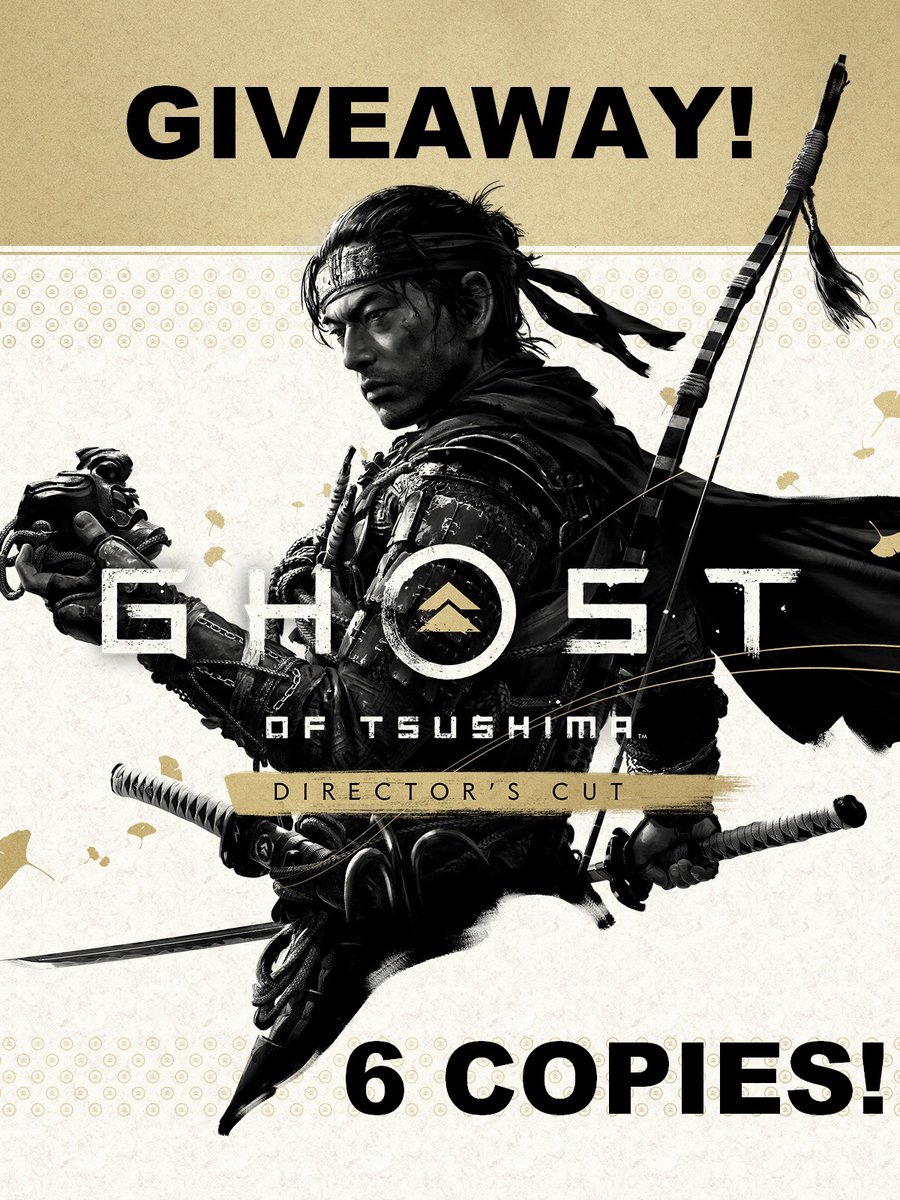I'm giving away FOUR (4) copies of Ghost of Tsushima!

2 PC/Steam digital copies!
2 PS5/PS4 physical copies!

To ENTER:
1️⃣Follow
2️⃣Like &amp; Retweet
3️⃣TAG a friend and comment your Platform!

Winners will be announced on May 22nd, 11pm PST!

#GhostofTsushima #PlayStation #PS5