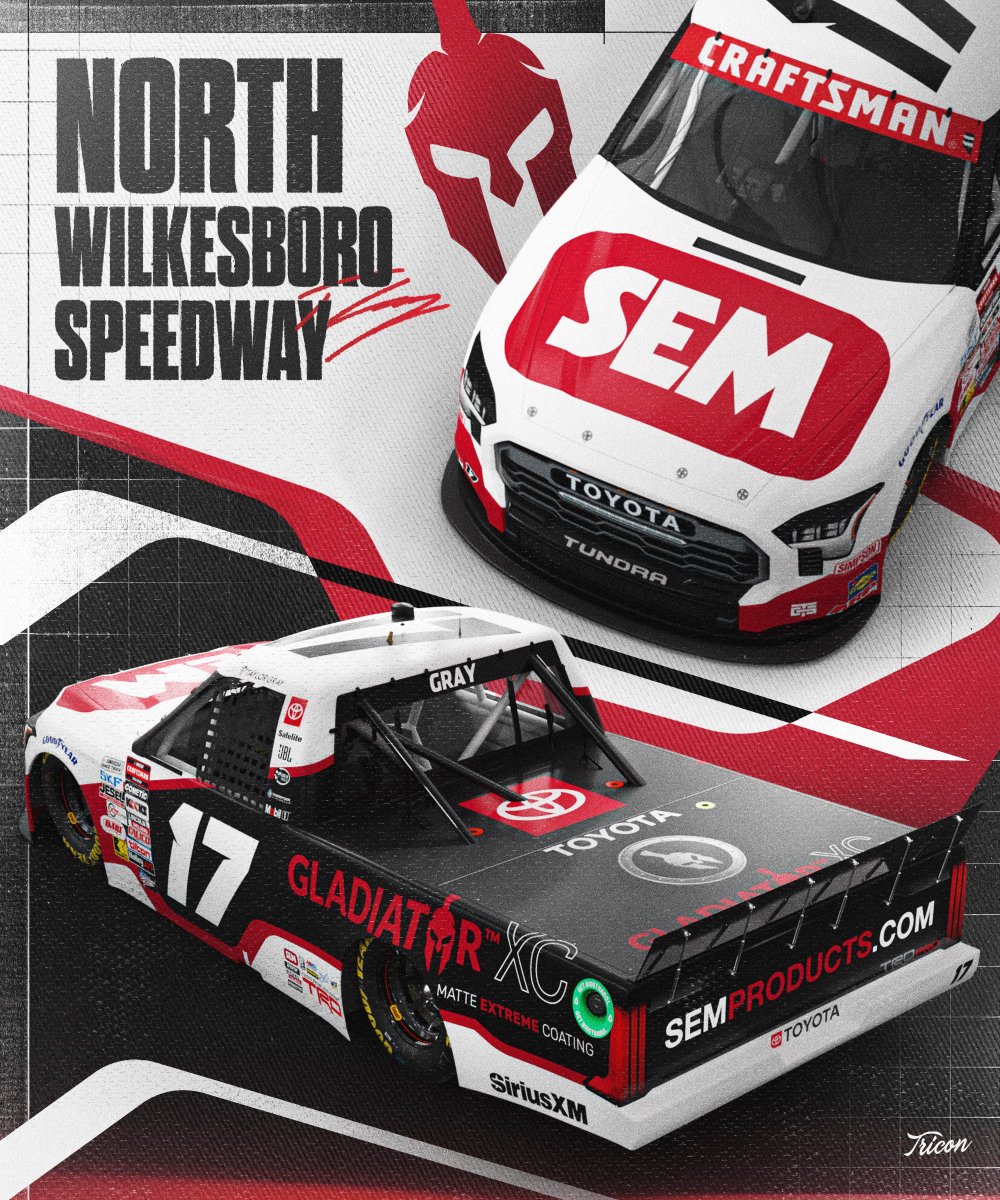 A fresh scheme for North Wilkesboro! 🙌 @TaylorGray17_ is looking tough with @SEMProducts. 😤