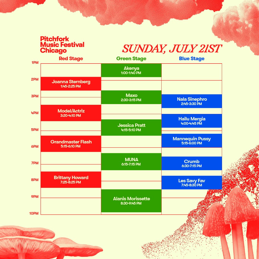 The #P4kFest schedule is heeere! Plan out your day now 🧑‍💻🧑‍💻
And the best thing about Union Park? It's so easy to move between stages to see as much music as possible.

Grab tickets here: p4k.in/VNfF6f9