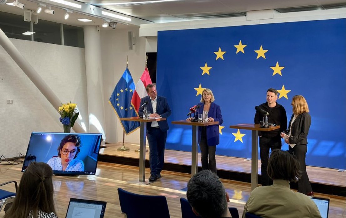 Calling for taxing the super rich and windfall profits at press conference this morning with Austria‘s shadow chancellor @AndiBabler, Vice president of the European Parliament @Evelyn_Regner and @gabriel_zucman.