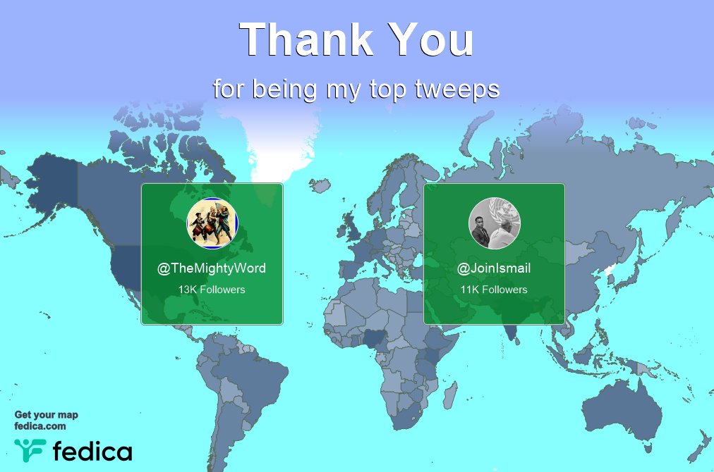 Special thanks to my top new tweeps this week @TheMightyWord, @JoinIsmail