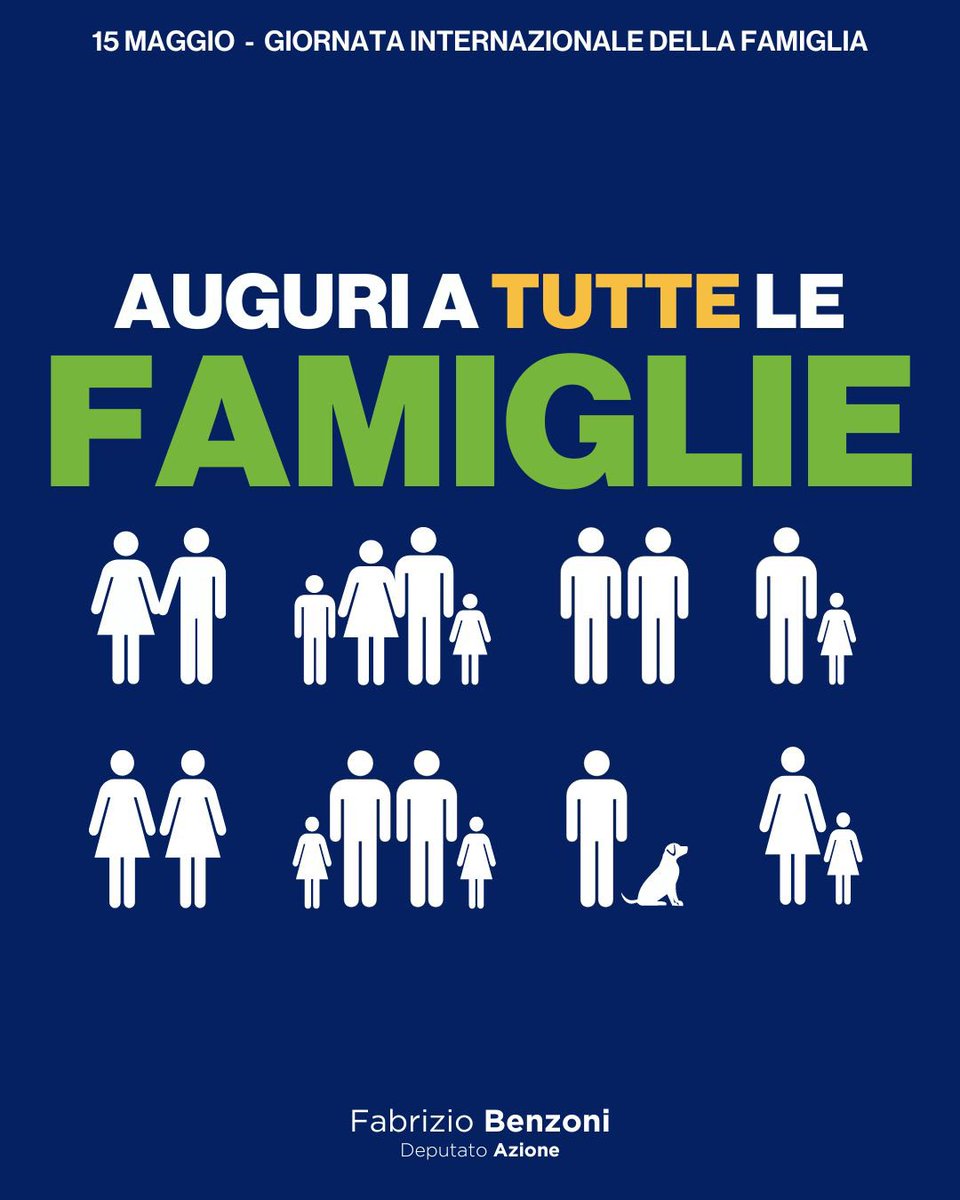 Nella Giornata Internazionale della Famiglia, con @Azione_it vogliamo fare gli auguri a TUTTE le famiglie, a quelle legalmente riconosciute come tali e a quelle che ancora non lo sono. A tutte le famiglie che si sono scelte, perchè #famiglia è il luogo in cui c’è amore e impegno