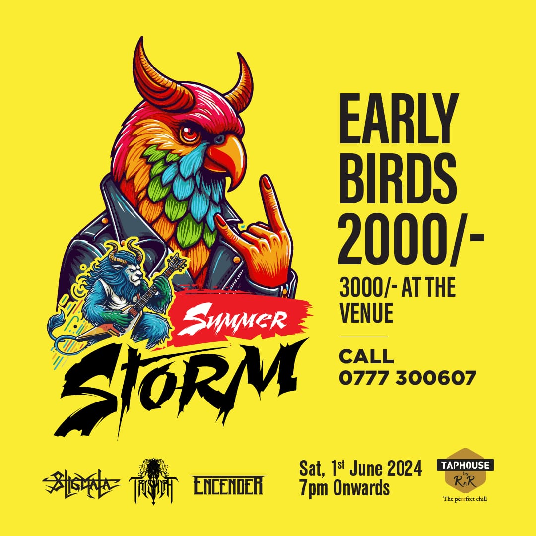 ZEntertainSL's tweet photo. @Stigmatasl Summer Storm! TAPHOUSE, JUN 1, 7pm   
#clubpromoter @Suresh_Stigmata #rock #ColomboNightLife #SriLanka #colombo https://t.co/JWl3NqHH1K