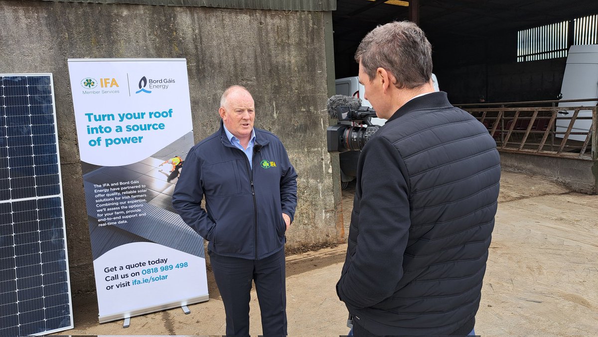 IFA President @gormanifa talking to @joemagraollaigh ahead of this evening's solar event with our partners @BordGaisEnergy on the farm of George Byrne in Carlow.