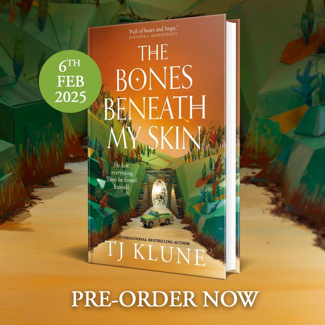 panmacmillan's tweet photo. We're absolutely thrilled to reveal the cover for a new TJ Klune tale - The Bones Beneath My Skin! 🧡Art by Red Nose Studio @rednosestudio

When Nate returns to his family's summer cabin, he discovers an extraordinary girl and her guardian, Alex . . . https://t.co/TvHAmHTMij https://t.co/4SJUPJ7svx