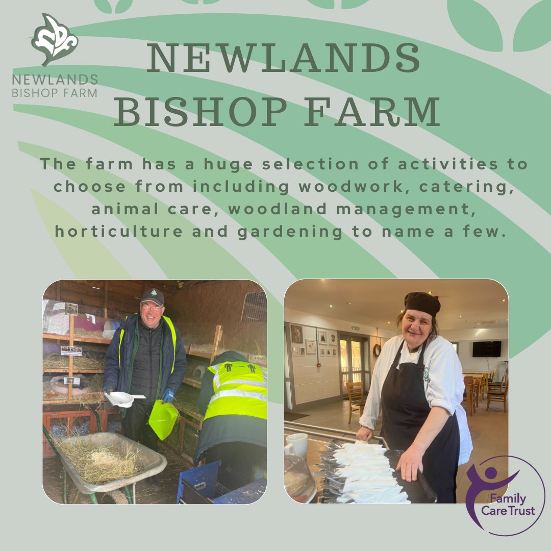 With activities such as horticulture, woodwork, animal care and more, Newlands Bishop Farm is a fantastic service enabling adults with learning disabilities to develop their skills through practical tasks. 

Check out more about the farm here newlandsbishopfarm.co.uk