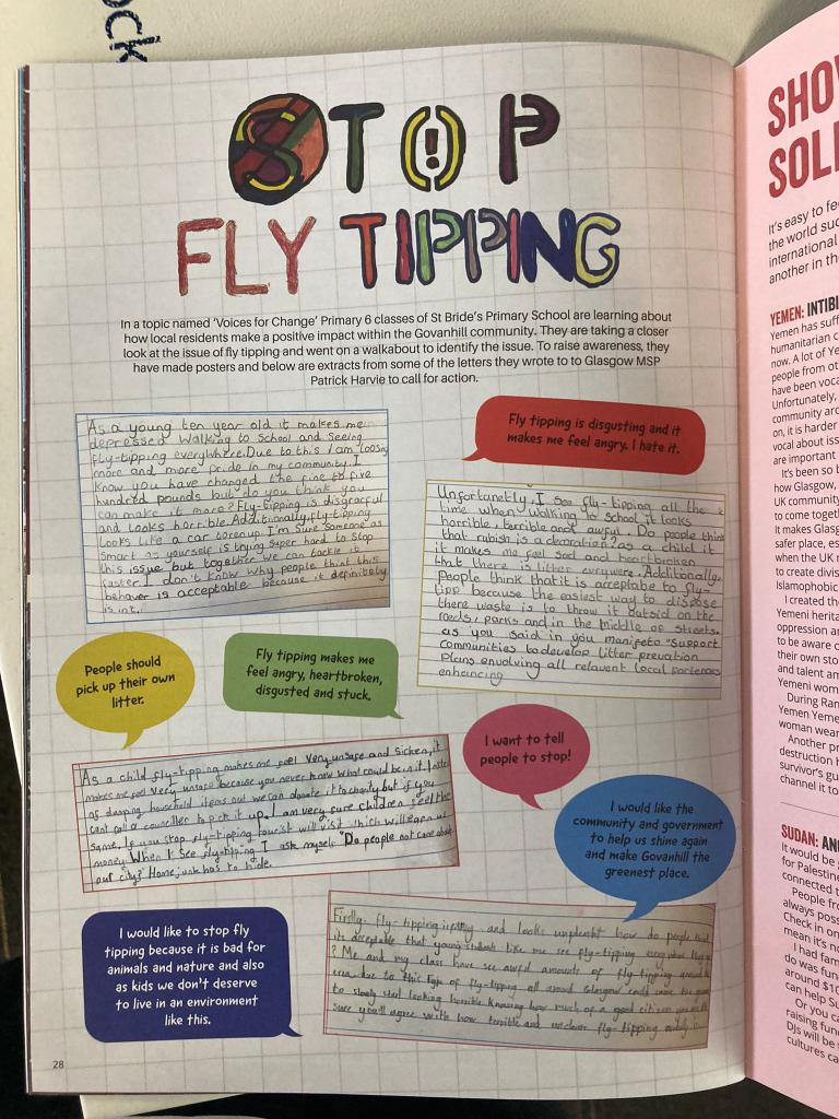 P6 loved seeing their work, views and opinions voiced in the local media @Govanhill_mag. #LearningforSustainability #rightsrespectingschools