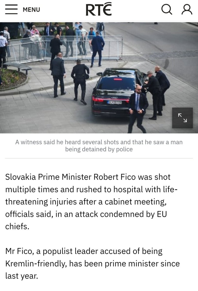 Irish State media shamefully reports on the attempted assassination of a democratically elected  European leader by telling us he was 'A Populist' and 'Kremlin friendly' 

This is subliminal licencing of the targeting of any anti-war leader willing to put thier people first.