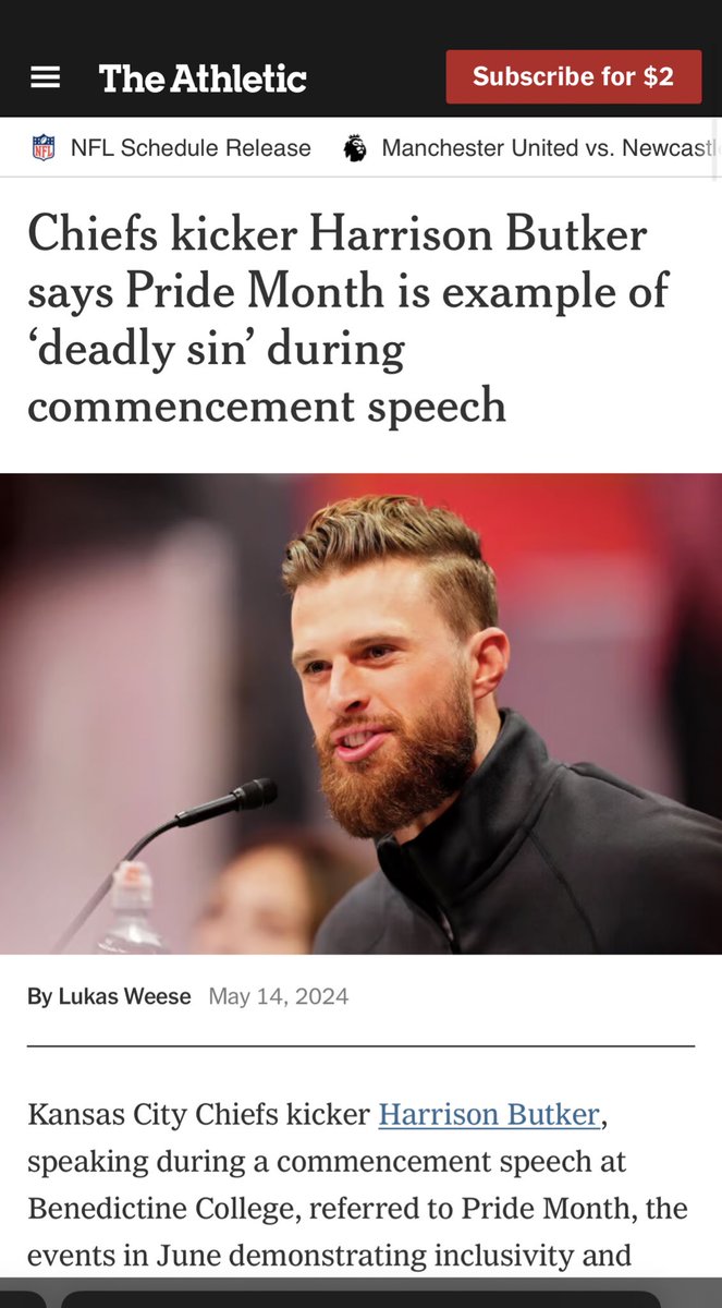 Chris Mowrey (@chrisdmowrey) on Twitter photo Harrison Butker decided to give a GRADUATION speech talking about how womenâs âmost importantâ title in life should be âhomemaker.â, and goes on to rail against the LGBTQ+ community
Absolutely fucking gross Harrison Butker decided to give a GRADUATION speech talking about how womenâs âmost importantâ title in life should be âhomemaker.â, and goes on to rail against the LGBTQ+ community
Absolutely fucking gross