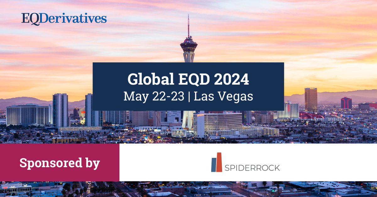 SpiderRock (@spiderrockchi) on Twitter photo SpiderRock is thrilled to announce our sponsorship of the ninth annual Global EQD conference in Las Vegas on May 22-23 at The Wynn hosted by <a href="/EQDerivatives/">EQDerivatives</a>.
Learn more: rb.gy/noiqci
#SpiderRock #GlobalEQDConference #DerivativesTrading SpiderRock is thrilled to announce our sponsorship of the ninth annual Global EQD conference in Las Vegas on May 22-23 at The Wynn hosted by <a href="/EQDerivatives/">EQDerivatives</a>.
Learn more: rb.gy/noiqci
#SpiderRock #GlobalEQDConference #DerivativesTrading