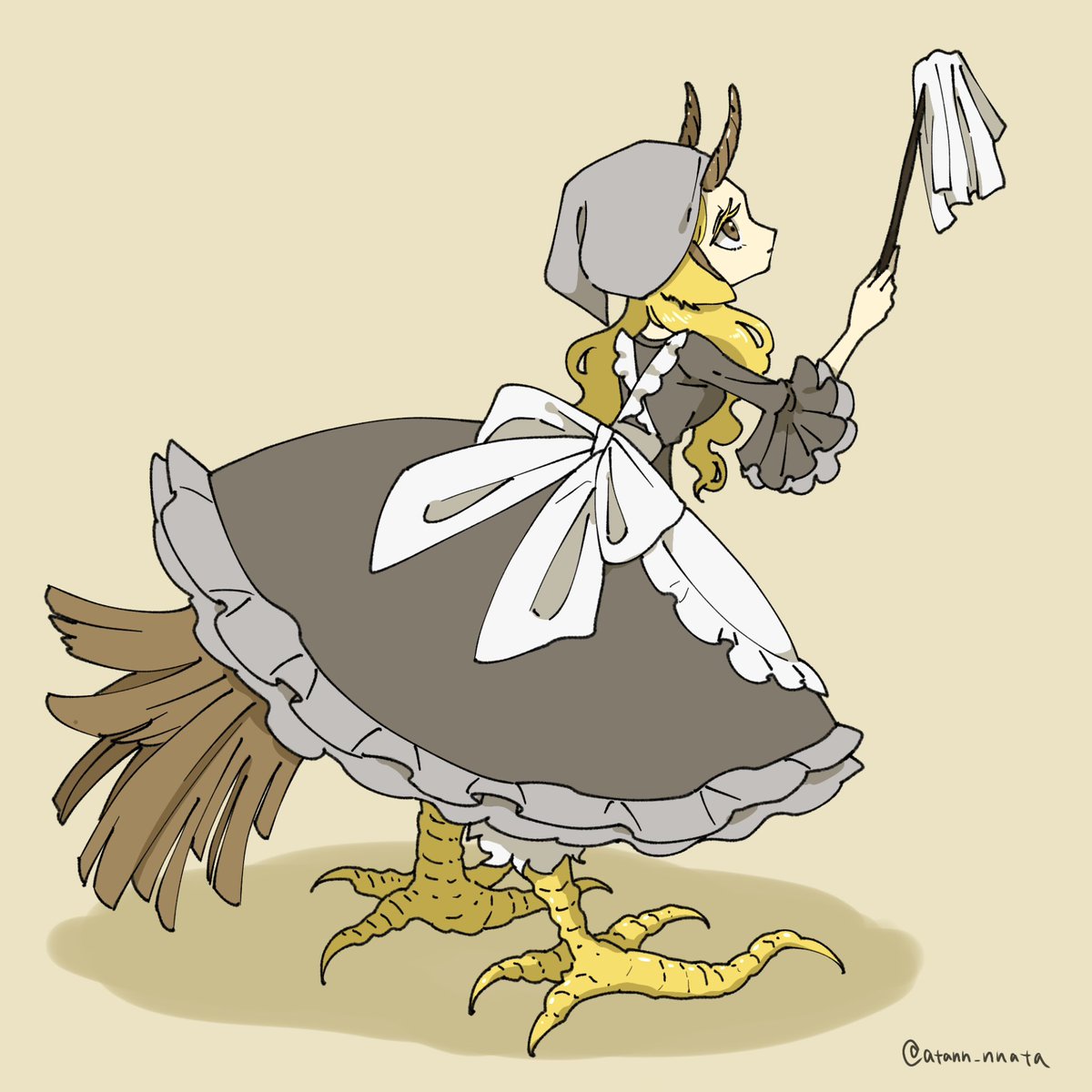 「#人外版深夜の真剣お絵描き60分一本勝負 「キキーモラ」」|亜炭＠人外メイドのイラスト