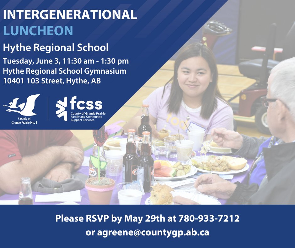 Please join the Hythe Regional School Students for a complimentary afternoon of Bingo and Brunch at our Seniors' Intergenerational Luncheon. RSVP by May 29. Call 780-933-7212 or email agreene@countygp.ab.ca. Learn more at: loom.ly/c55YwF4