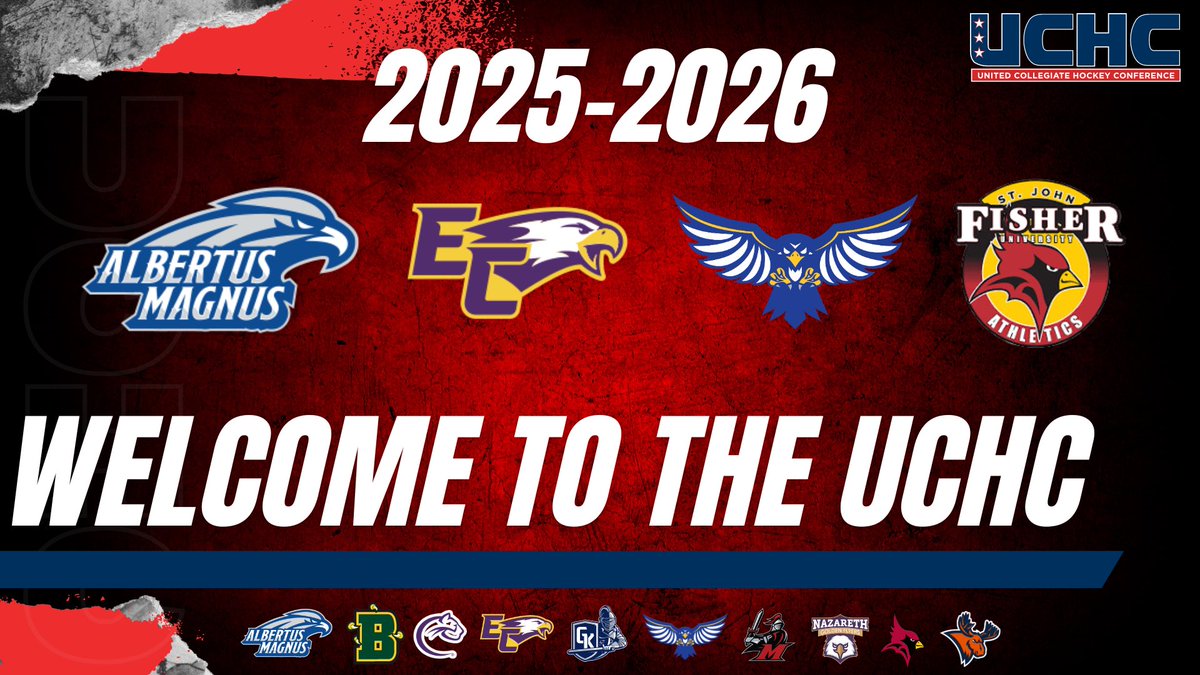Albertus Magnus, Elmira, Hilbert and St. John Fisher to Join UCHC in 2025-26 @D3Ticker theuchc.com/news/2024/5/15… #UCHCStrong #WhyD3 #d3hky