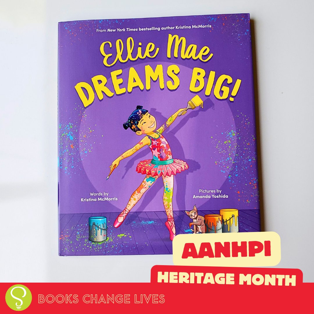 Celebrate Asian American, Native Hawaiian, and Pacific Islander Heritage Month by reading books by AANHPI authors! 🎉 Ellie Mae Dreams Big! written by Kristina McMorris, illustrated by Amanda Yoshida #kidlit #kidsbooks #aanhpi #asianamericanheritagemonth