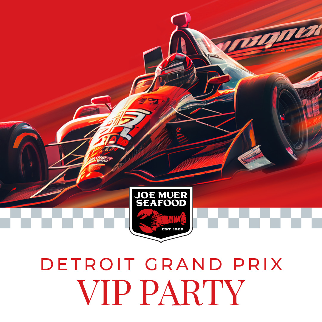 Rev up your appetite at @JoeMuerSeafood during the @detroitgp! Enjoy exclusive access to their wrap-around patio with prime views of turns 5, 6, and 7. All while treating yourself to cocktails, a seafood lunch buffet and parking at Beaubien Garage. 👉 brnw.ch/21wJNWV