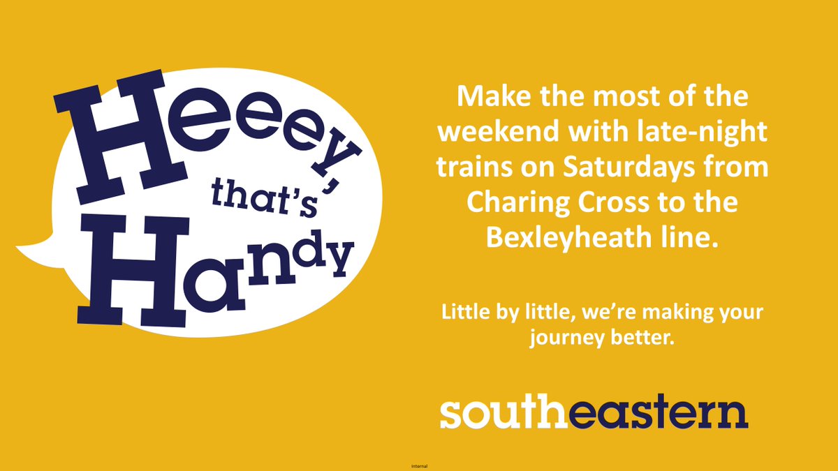 Our timetable changes on 2 June. On the Bexleyheath line, there will be late-night trains on Saturdays from Charing Cross. Find out more southeasternrailway.co.uk/betterjourneys