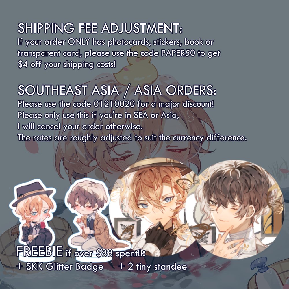 Store Opening: 16 MAY - 26 MAY , 10am!!
1hys12.bigcartel.com/products
Group Orders are very highly welcome!! It saves me a lot of hassle.
These are the new things I prepared for Doujima, but I ended up sold out..so it's preorders again..
Thank you so much for all the interest !!