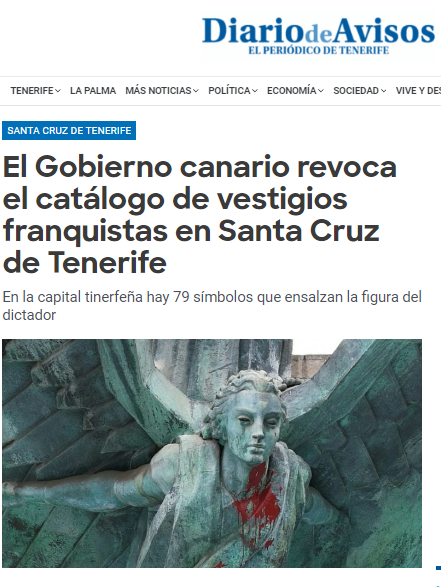 Con catálogo de vestigios franquistas o sin él los monumentos que ensalzan la dictadura franquista son ilegales, así que el alcalde de @santacruz_ayto está prevaricando y habrá que llevarle a los tribunales. @BermudezSCT #memoriahistorica #franquismo #Tenerife ¡Allá vamos!