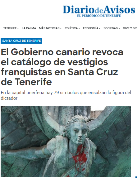 ARMH_Memoria's tweet photo. Con catálogo de vestigios franquistas o sin él los monumentos que ensalzan la dictadura franquista son ilegales, así que el alcalde de @santacruz_ayto está prevaricando y habrá que llevarle a los tribunales. @BermudezSCT #memoriahistorica #franquismo #Tenerife ¡Allá vamos! https://t.co/ZSaqcikZCJ