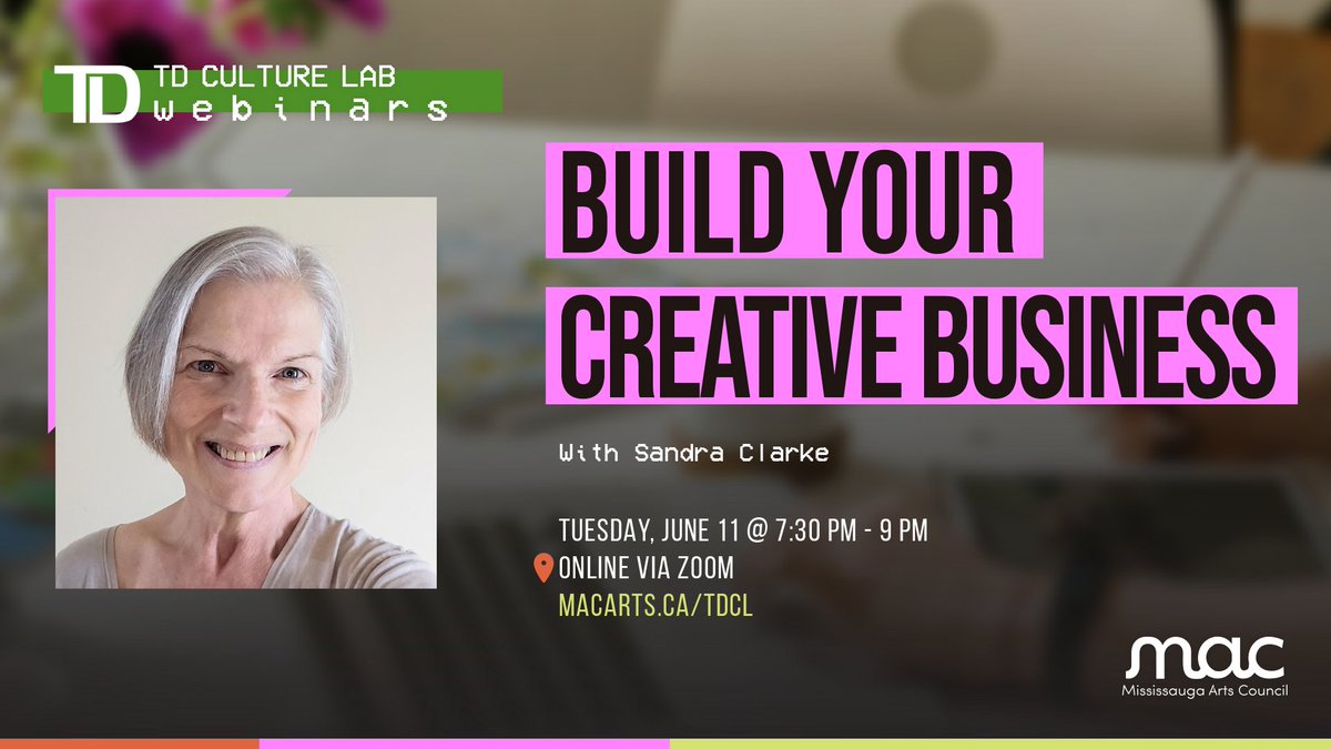 Sell yourself as a professional artist! 🧑‍🎨 Join MAC's TD Culture Lab: Build Your Creative Business with Sandra Clarke on Tues, June 11, 7:30 PM via Zoom. Sandra will delve into the essentials of crafting artist bios, statements, and resumes! Register: ow.ly/99Xb50RGga6