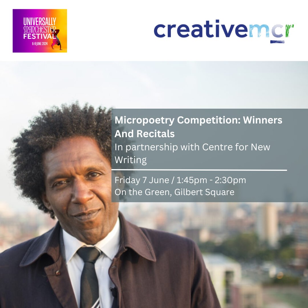 In 3 weeks, prepare yourself for the recitals of this years ‘Micropoetry’ winners, as part of #UoM200 celebrations! 🎉 Hosted & judged by renowned poet Lemn Sissay, discover the verses that won first, runner up & under 18 prizes. 🎟 Free 🗓7 June ⏰1:45pm – 2:30pm