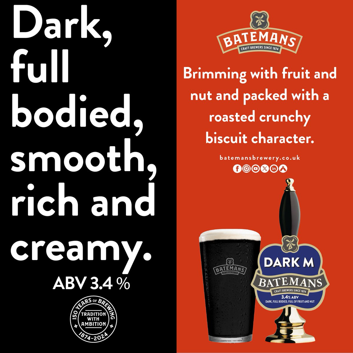 Every May CAMRA branches across the country celebrate ‘Mild May’, an initiative to celebrate and highlight the beer style.

So of course to help celebrate and revive the style our Dark M had to make an appearance 🍻

batemansbrewery.co.uk/our-beers/dark…

#Batemans150 #realale#CAMRA #MildMay