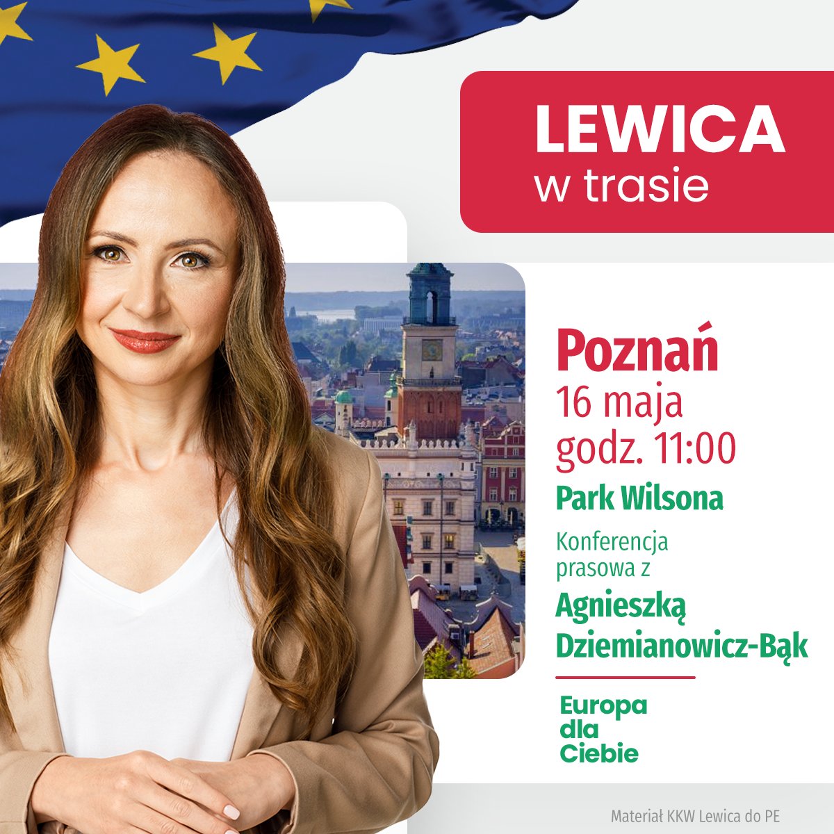 📣 Już jutro spotkajmy się w Poznaniu! Wspólnie z ministrą @AgaBak o 11:00 zapraszamy do Parku Wilsona! Porozmawiajmy o wizji Polski w Unii Europejskiej przez następne 5 lat! Do zobaczenia! 👋🏻 #EuropaDlaCiebie #LewicaWMediach