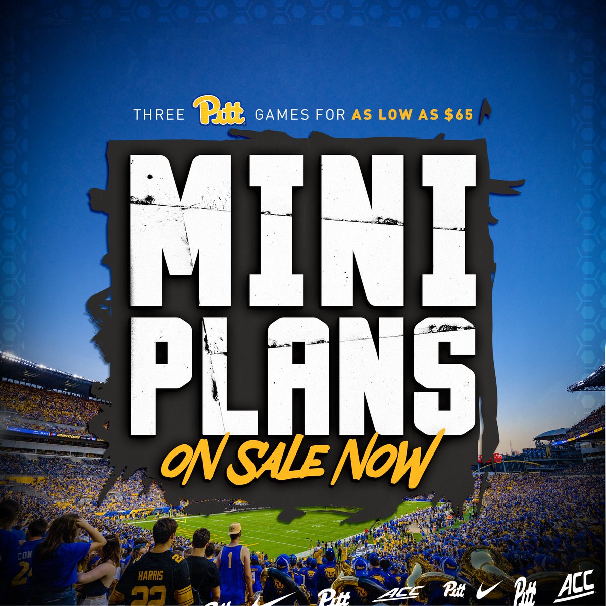 On Sale Now 👀 2024 Mini Plans Pitt Football at @AcrisureStadium 🏈 Great games. Great prices. 👏 Details 🎟️ bit.ly/MiniPlans24 #H2P » #WeNotMe