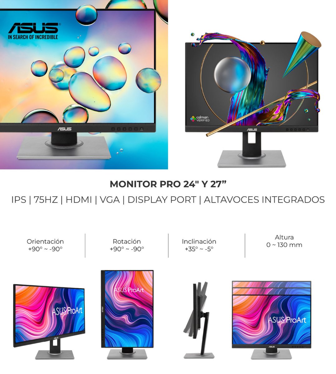 🌟 ¡Descubre la excelencia visual con los monitores profesionales ASUS! 🌟 Ya sea en 24" o 27", disfruta de colores vibrantes y detalles impresionantes. Perfectos para diseñadores y creativos. ¡Lleva tu experiencia al siguiente nivel! 🎨💻🎮 #ASUS #MonitoresProfesionales