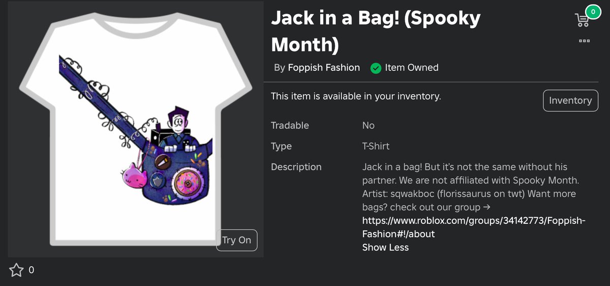 JACK BAG!!! only 5 robux, come get him 🙏
.
#spookymonthfanart
.

roblox.com/catalog/175019…