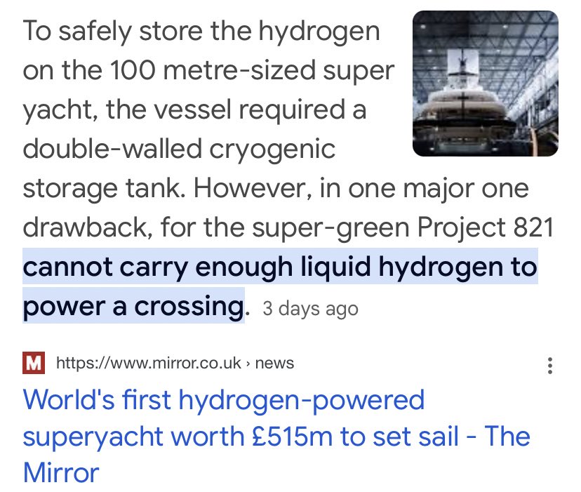 They spent half a billion pounds building a hydrogen powered superyacht but STILL found that it can’t carry enough fuel, even in its most energy dense liquid form.