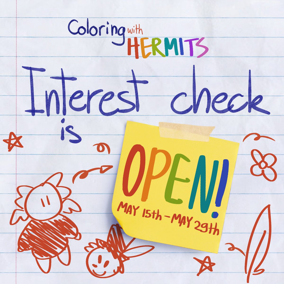 The interest check for Coloring with Hermits is now OPEN!🌈The form closes in two weeks on May 29th! forms.gle/KBuzFL2iRRheTm…