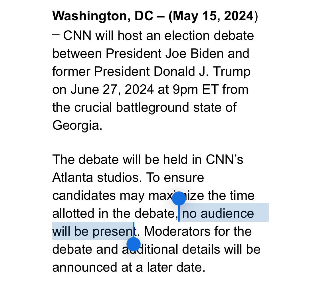 CNN announces televised presidential debate between Biden and Trump on June 27 — notably, no audience