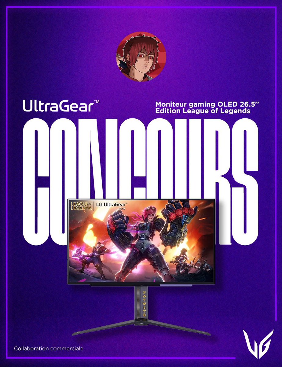 CONCOURS 🎉

Gagne un moniteur gaming LG
UltraGear édition LoL (valeur 899€!)

Pour participer :
- RT + Follow @LGUltraGearFR
- Mentionne un pote nul à LoL

Tirage le 22/05, bonne chance !