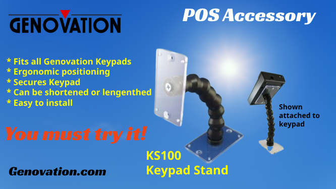 #Genovation KS100 Stand--compatible with Genovation #keypads.  Helps to create ideal positioning of keypad for use. #pinpad #keypad #12key #POS #pointofsale #schoollunch #cafeterias #IT #education #K12 #SNA #schoolsupplies #edtech #edu #tech #edadmin #ANC #CSNA #Schools #KS100
