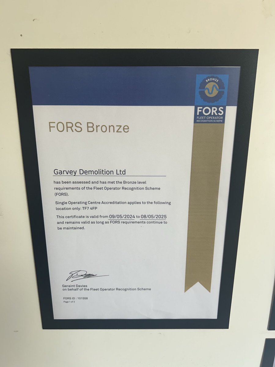 We are pleased to announce we have achieved  FORS bronze this week at a first attempt 😀
