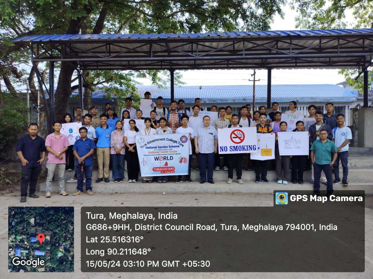 NSS in Collaboration with NCC, Tura Govt. College, Tura organised Walk for Tobacco Free Meghalaya on 15th May 2024 as a part of World No Tobacco Day. @_NSSIndia @CellNehu @nss_rdguwahati
