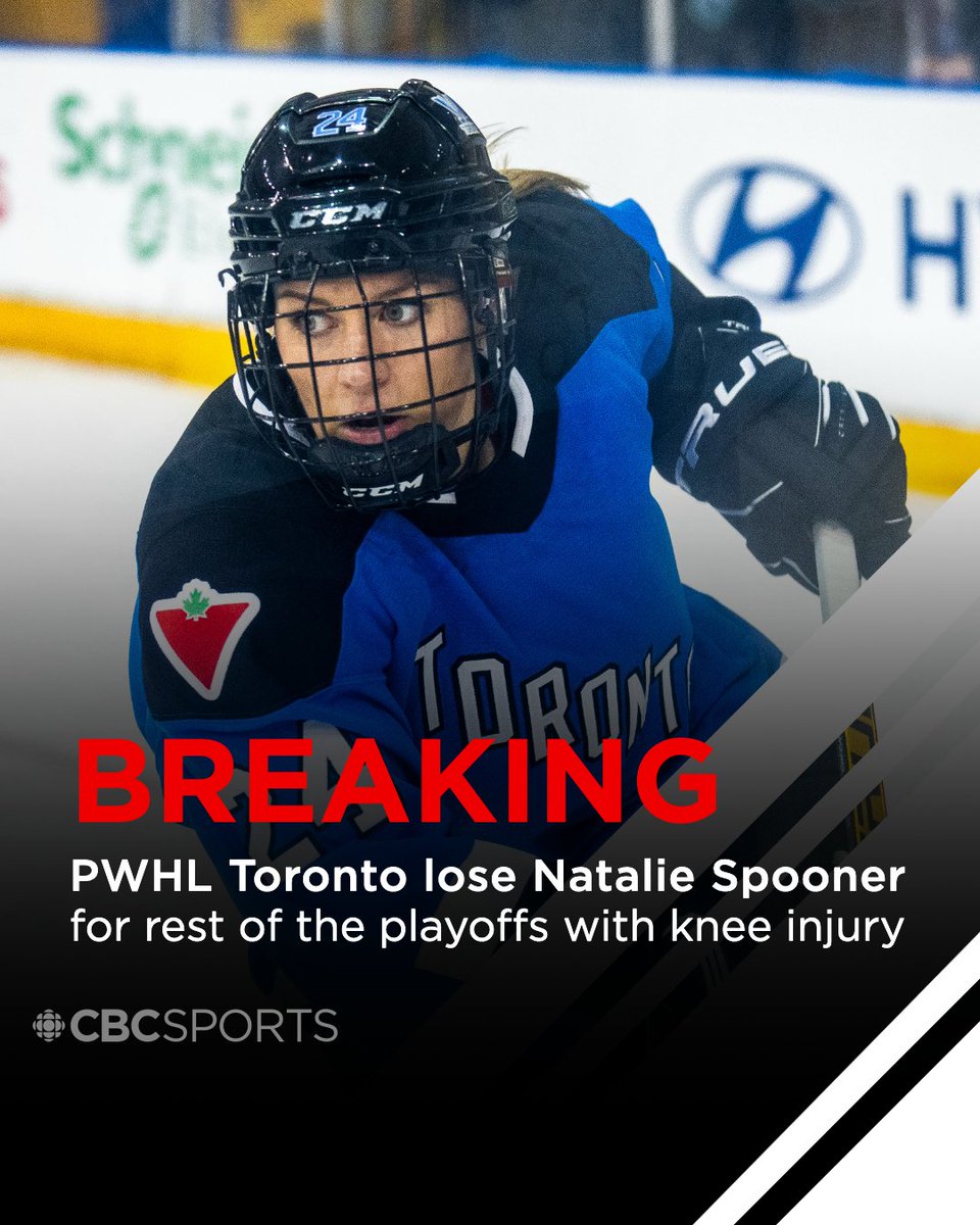 Natalie Spooner will miss the rest of the season with a knee injury suffered in Game 3 against Minnesota, the team announced on Wednesday morning cbc.ca/sports/hockey/…