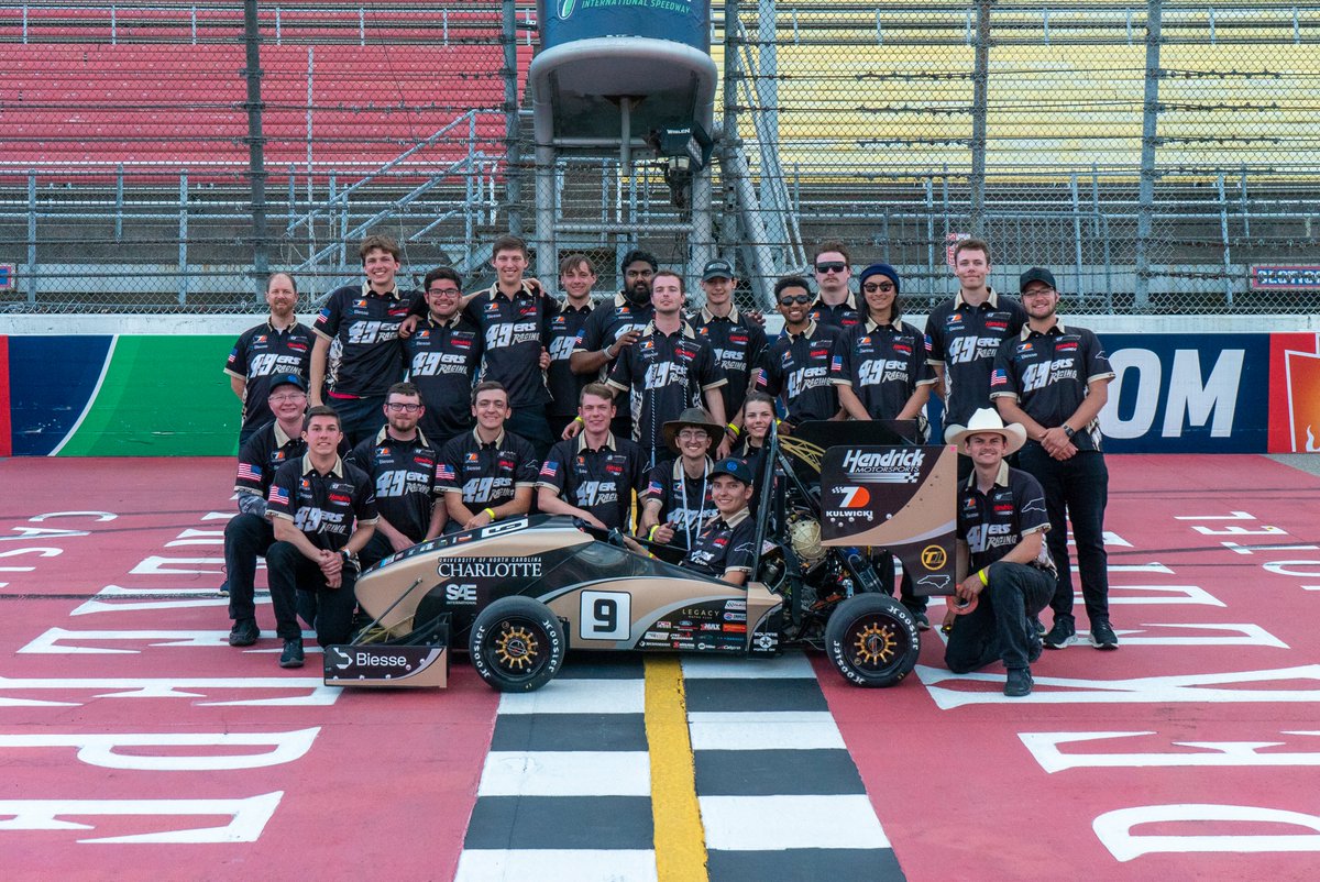 unccharlotte's tweet photo. Charlotte's @49ersRacing team brought home 2nd place overall out of 108 of the world's best teams at this year’s Formula SAE competition at Michigan International Speedway.

The car was fully designed, engineered, and raced by  them from start to (record-breaking) finish 🏆 https://t.co/EcWn2b0L24