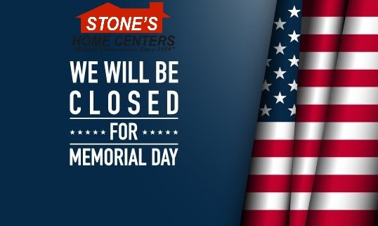 In observance of Memorial Day, all of our Stone's Home Centers locations will be closed on TOMORROW, May 27th. We will reopen at 7:30AM the next morning.
#stoneshomecenters #MemorialDay #memorialday #closed