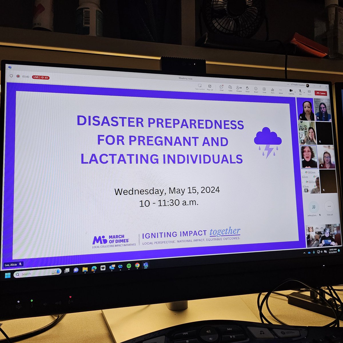 Speaking today at #CHW webinar on #disaster #preparedness for #pregnant individuals 🤰🤱 @marchofdimeshou @TEPHI_Texas @UTHealthSPH @airallianceHOU #mom #MCH #Resilience #publichealth #healthequity
