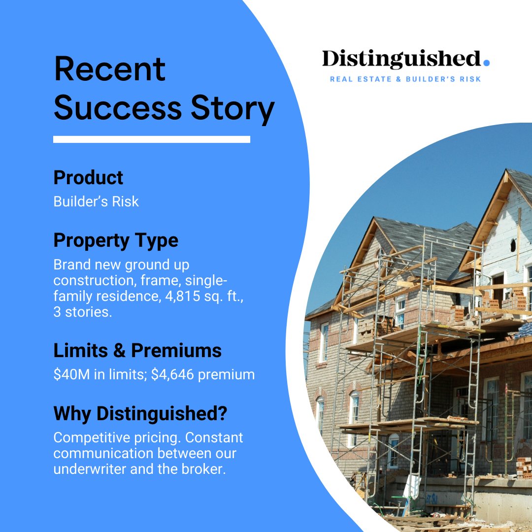 From blueprint to brilliance! Here is a recent success story from our Builder's Risk program. 🏗️  Check out the full list of coverages and limits on our website. hubs.li/Q02w0qmR0 
 
#constructioninsurance #insurance #buildersriskinsurance