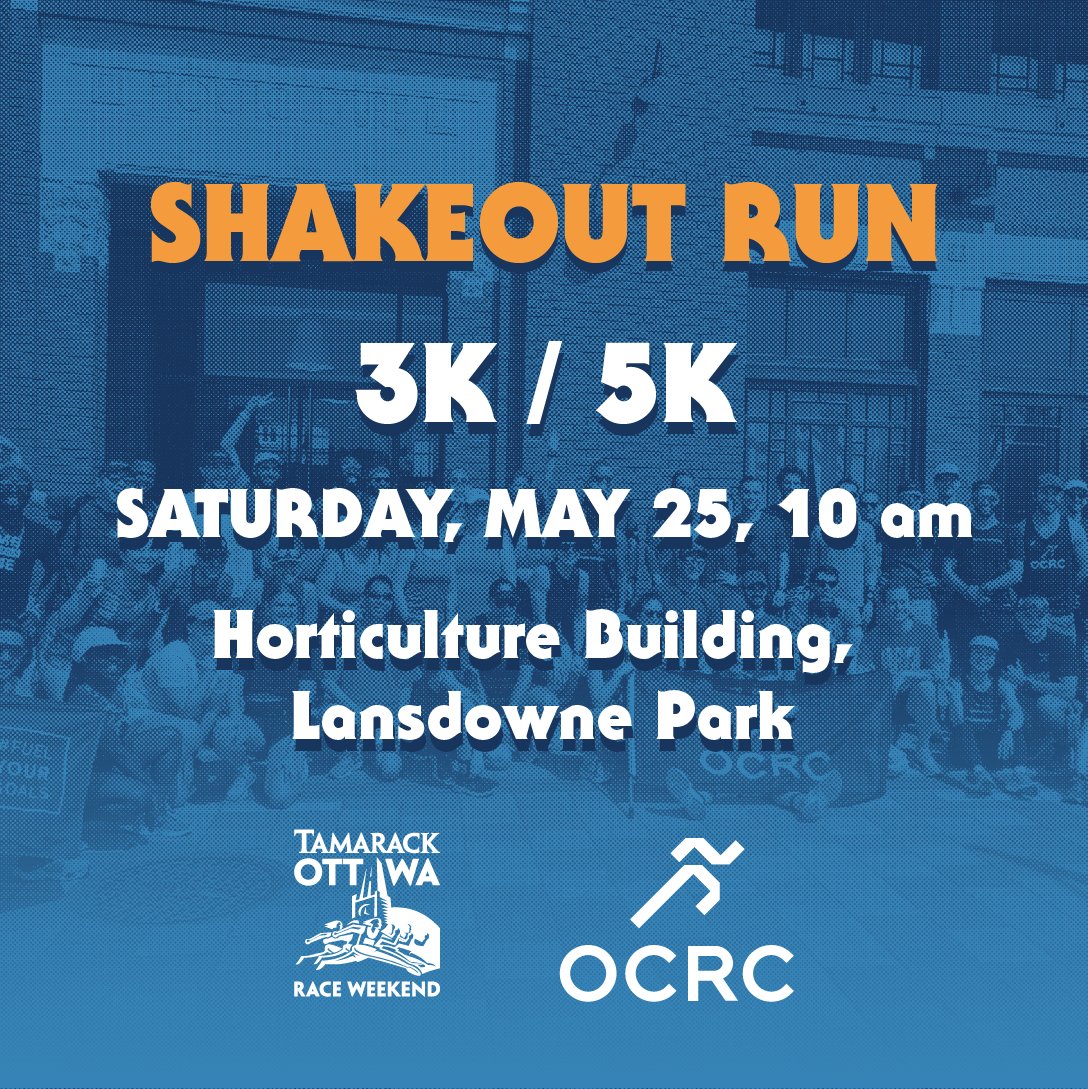 .@ottcityrunclub is hosting a @ottawaracewknd shakeout run at 10am Saturday, May 25. Meet across from the Horticulture Building at Lansdowne Park. Distances of 3K & 5K will be available. Come out, meet your fellow Tamarack Ottawa Race Weekend runners & have some fun!