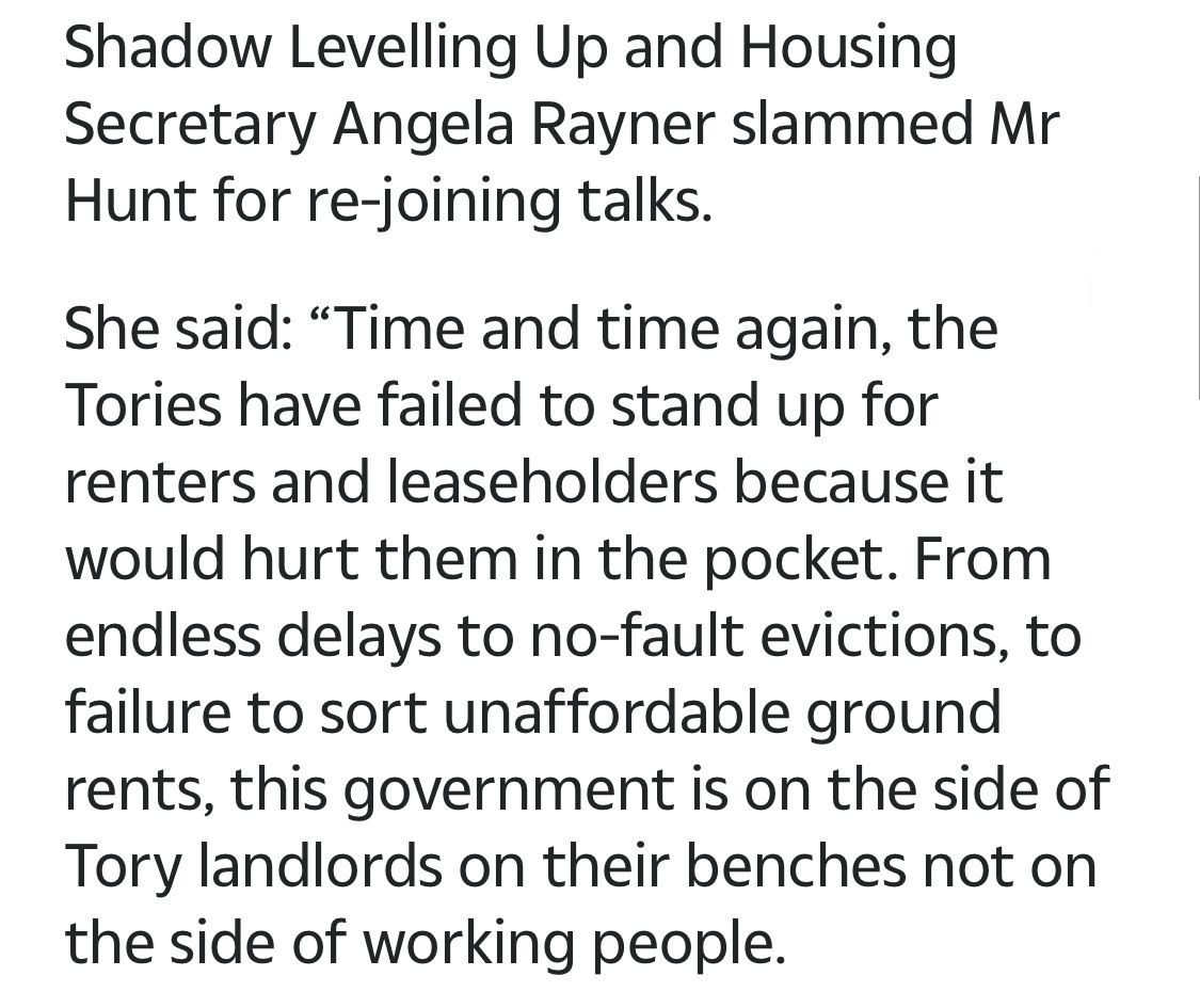 .@AngelaRayner @UKLabour COMES OUT FOR LEASEHOLDERS On the day it’s reported @Jeremy_Hunt is in ground rents doo-doo and blocking a 2019 @Conservatives manifesto commitment, Rayner sticks it to more Tory dither and delay on leasehold reform. #TorySleaze thesun.co.uk/news/27931360/…